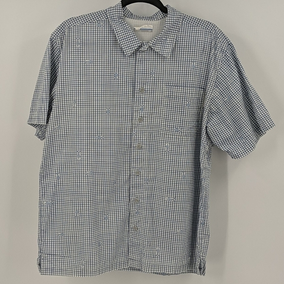 COLUMBIA Fish Print Vented PFG Fishing Shirt - Picture 1 of 6